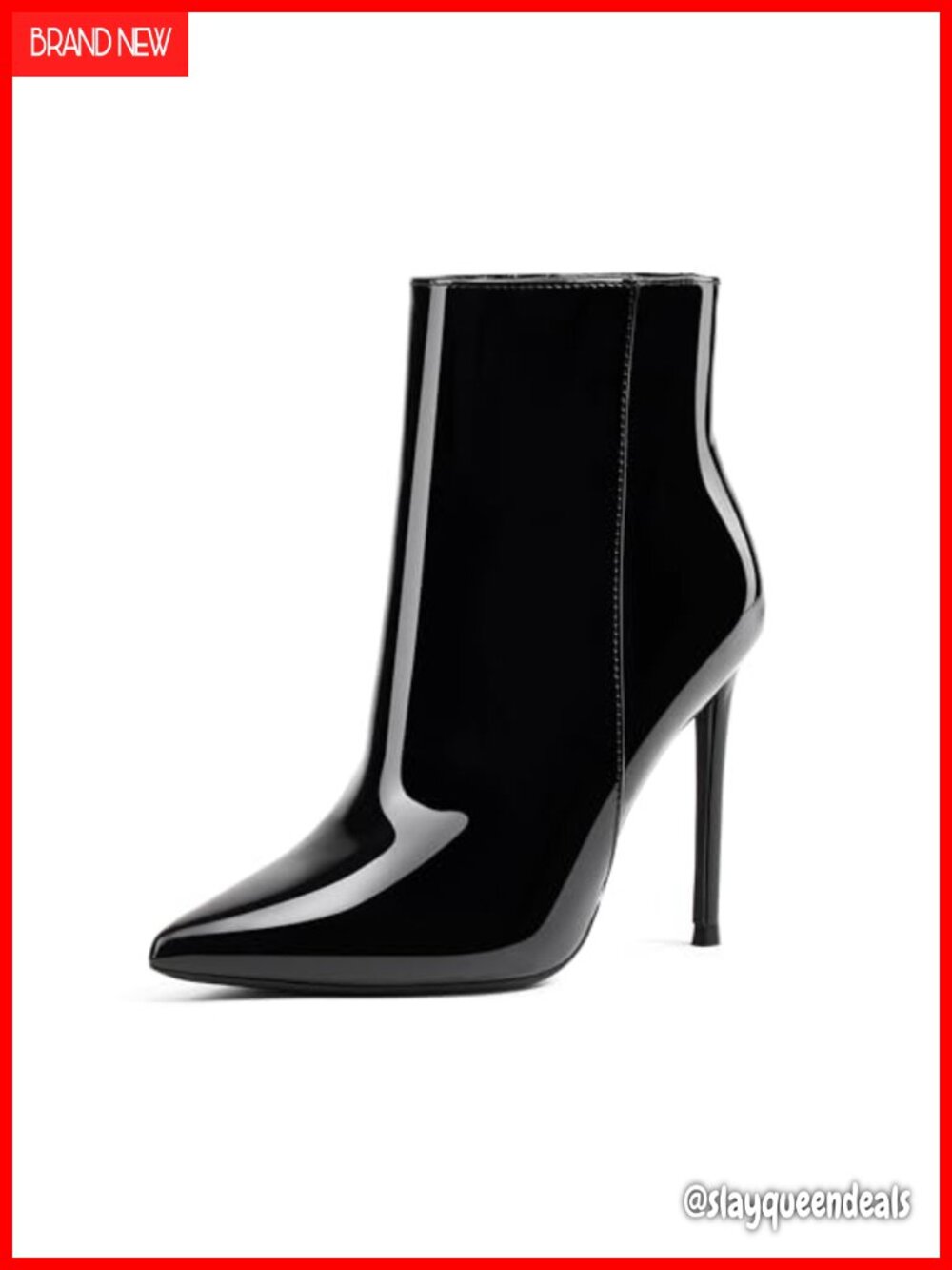 Pointed Toe Stiletto Heel Ankle Boots Faux Leather Zip-Up Booties